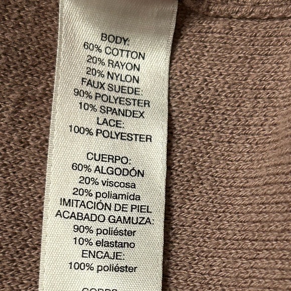 Chico’s Lace-Front Open Cardigan Taupe Sweater - Picture 11 of 13